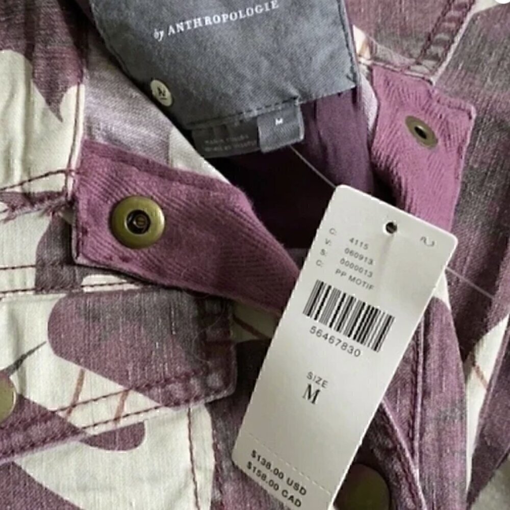 Anthropologie Mags Utility Trucker Jacket Purple Motif - Picture 8 of 11
